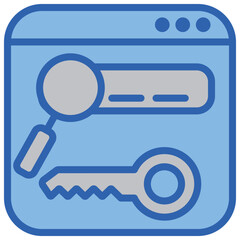 Keyword Research Blue White Icon