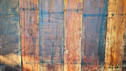 Real old wood board wall background for decoration on rustic house, local and country style.