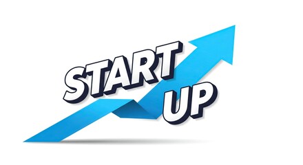 Dynamic Start-Up Growth Graphic - Upward Arrow Symbolizing Business Launch and Success in Vector Style.