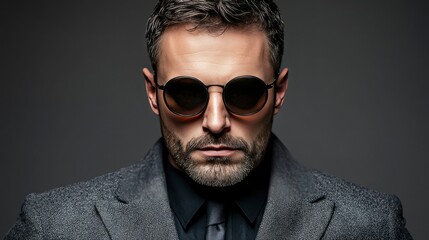Obraz premium Confident Man in Sunglasses, Stylish Portrait