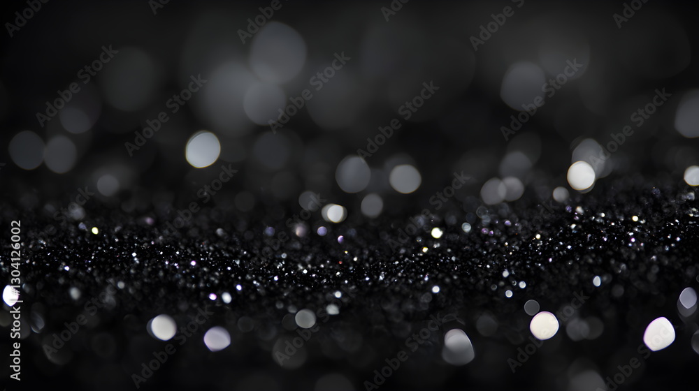Aufkleber black and white shiny silver light particles and shining light beam, abstract black isolated backgro