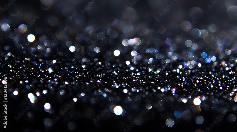 Aufkleber black and white shiny silver light particles and shining light beam, abstract black isolated backgro