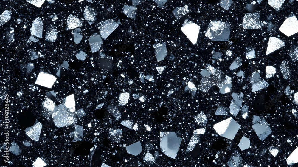 Aufkleber black and white shiny silver light particles and shining light beam, abstract black isolated backgro