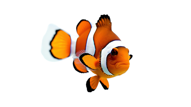 Clown Fish Orange White Isolated on PNG Transparent Background
