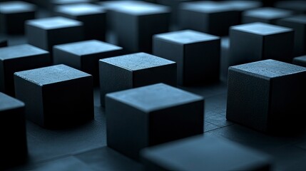 Abstract Dark Gray Cubes Pattern Background
