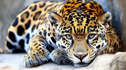 Obraz premium Majestic Jaguar: A Close Encounter with Nature's Beauty