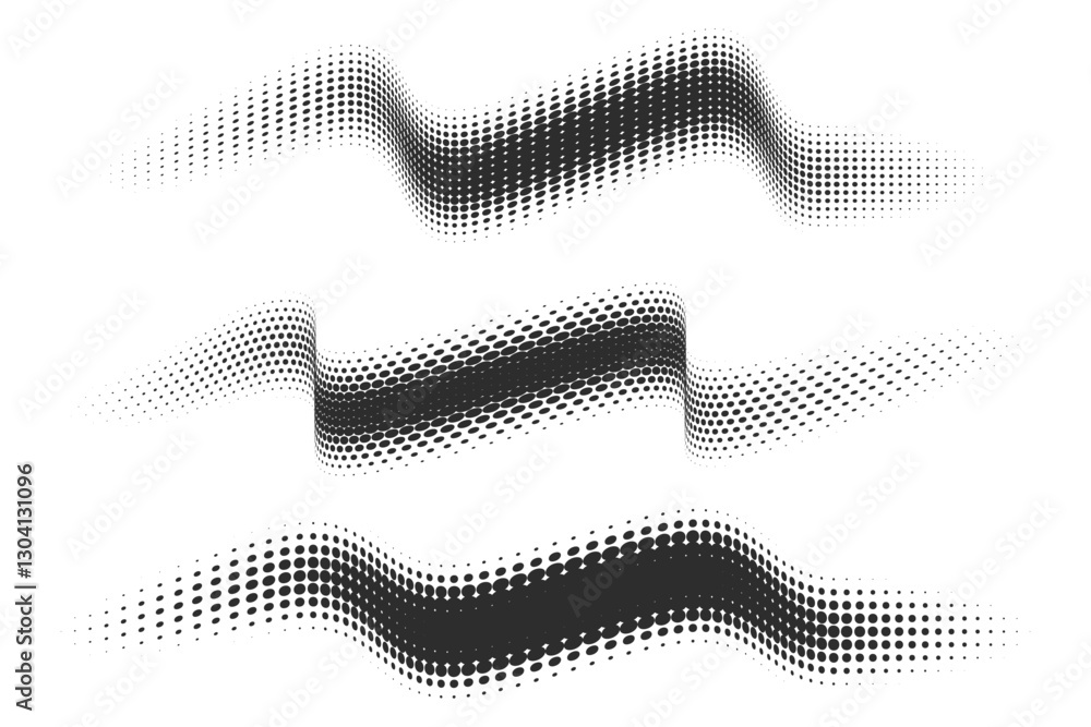 Poster dotted vector shapes. abstract gradient wavy elements isolated on white background. halftone geometr