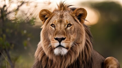 Fototapeta premium African Lion portrait in the warm light