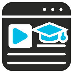 Online Course Glyph Blue Grey Icon
