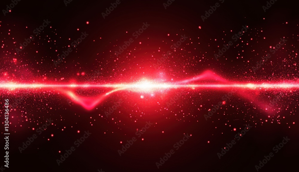 Aufkleber stunning abstract red light wave with sparkles and glow on a dark background for creative design and