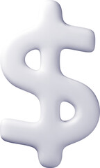 3D USA dollar symbol, American financial sign.