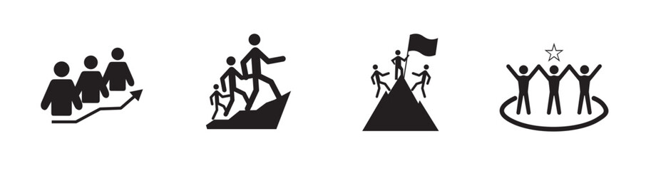 Partnership teamwork concept. Working together. Helping hand. Diversity and social inclusion. Togetherness and cooperation icon. Group of five people holding arms. Isolated line vector illustration