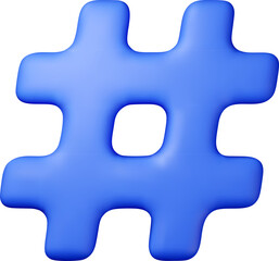 Obraz premium 3d blue realistic hashtag symbol