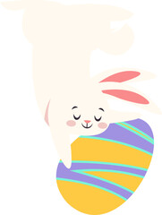 Easter Bunny Hugging Egg Illustration