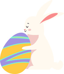 Easter Bunny Hugging Egg Illustration