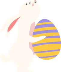 Easter Bunny Hugging Egg Illustration