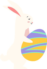 Easter Bunny Hugging Egg Illustration