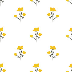 seamless pattern with yellow flowers 