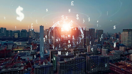 market, aerial view, virtual currency, finance, economy, money, fintech, investment, asset management, society, forex, foreign exchange, foreign currency, dollar, euro, strong yen, weak yen, future, n