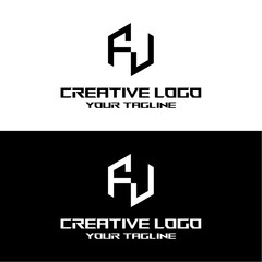 creative letter logo fj design vector