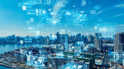 city, network, technology, urban, landscape, data, dx, digital transformation, construction,...