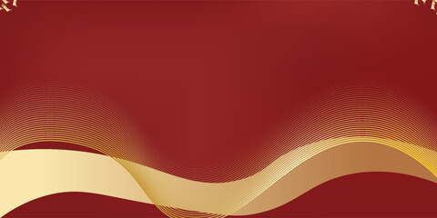 luxurious red and gold abstract background featuring elegant flowing wave patterns, creating a sophisticated and stylish design