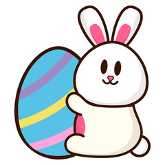Easter Bunny Hugging Egg Illustration