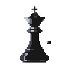Pixelated chess king digital art icon