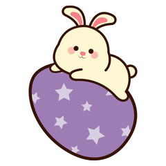 Easter Bunny Hugging Egg Illustration