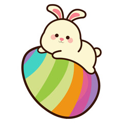 Easter Bunny Hugging Egg Illustration