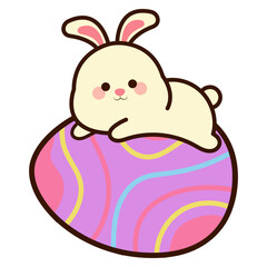 Easter Bunny Hugging Egg Illustration