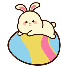 Easter Bunny Hugging Egg Illustration