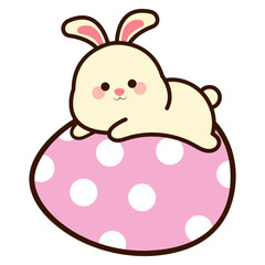 Easter Bunny Hugging Egg Illustration