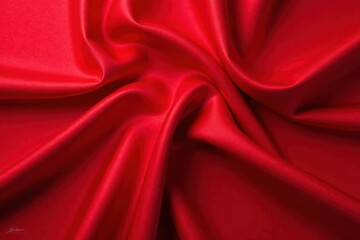 Fototapeta premium Crimson Drapery Luxurious Red Silk Fabric with Deep Folds and Soft Texture