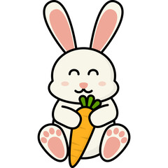 Easter Bunny Hugging Carrot Illustration