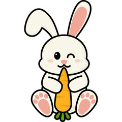 Easter Bunny Hugging Carrot Illustration