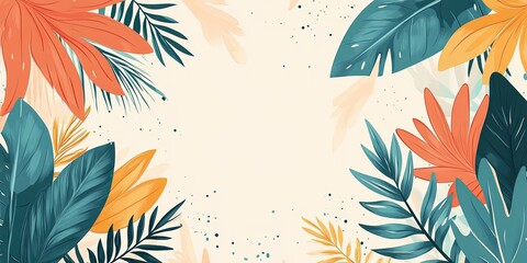 Tropical foliage pattern illustration design. Exotic and colorful botanical elements in lush leaves. A vibrant floral and nature concept. Botanical background for decorative art applications.