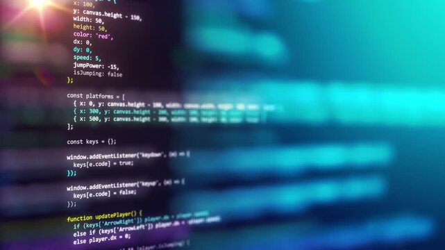 Colorful Computer Code on a Digital Screen Background