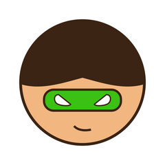 cute superhero character design with green glasses