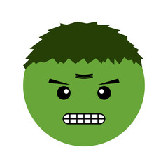 green angry face illustration, for stickers and other creative designs