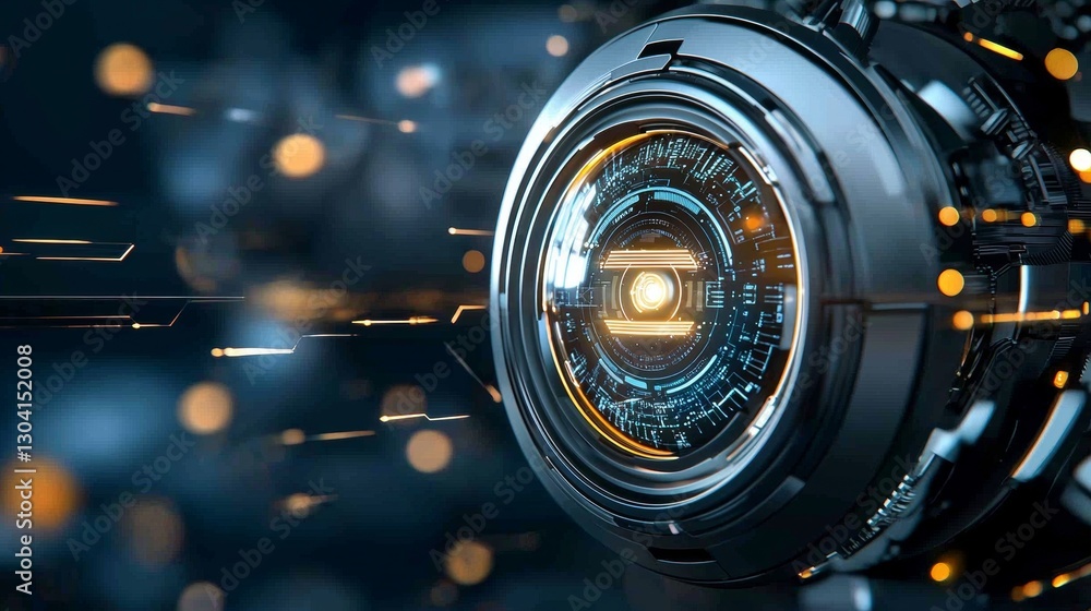 Poster dynamic futuristic technology interface digital realm visual design cybernetic environment close-up 