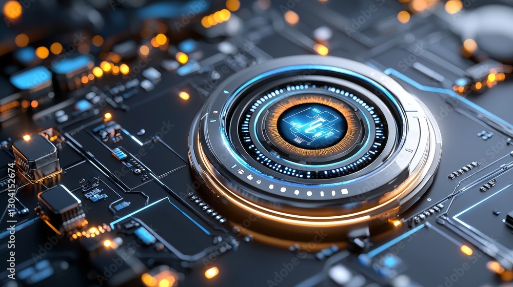 Fototapete futuristic tech design digital lab computer graphics high-tech environment close-up view concept of 