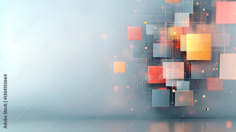 Poster dynamic abstract representation of technology integration digital space graphic design modern enviro
