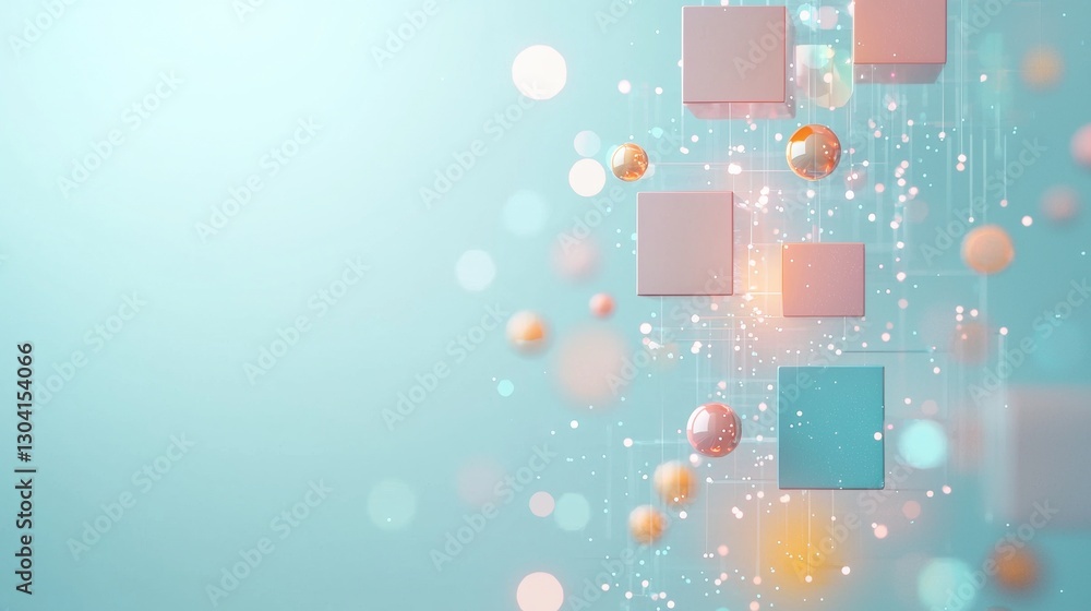 Poster dynamic floating shapes displaying artistic vibes digital space abstract artwork vibrant colors clos