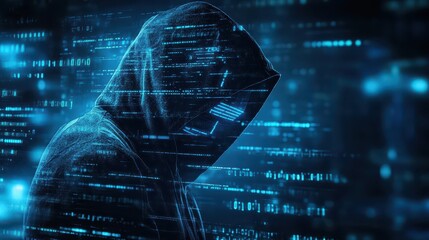 Futuristic Male Profile with Digital Data Overlay
