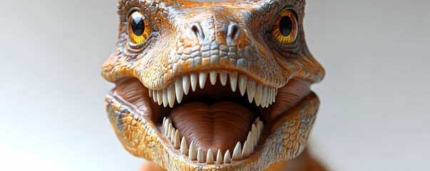 Obraz premium 3D Render Orange Raptor Dinosaur Toy Closeup