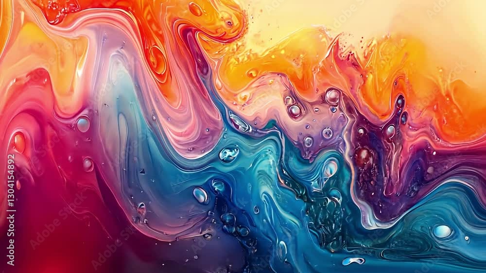 Poster abstract liquid flow: a vibrant and dynamic abstract composition showcasing the fluid movement and i