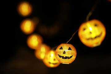 Halloween Jack-O'-Lantern Decor LED String Lights at Night