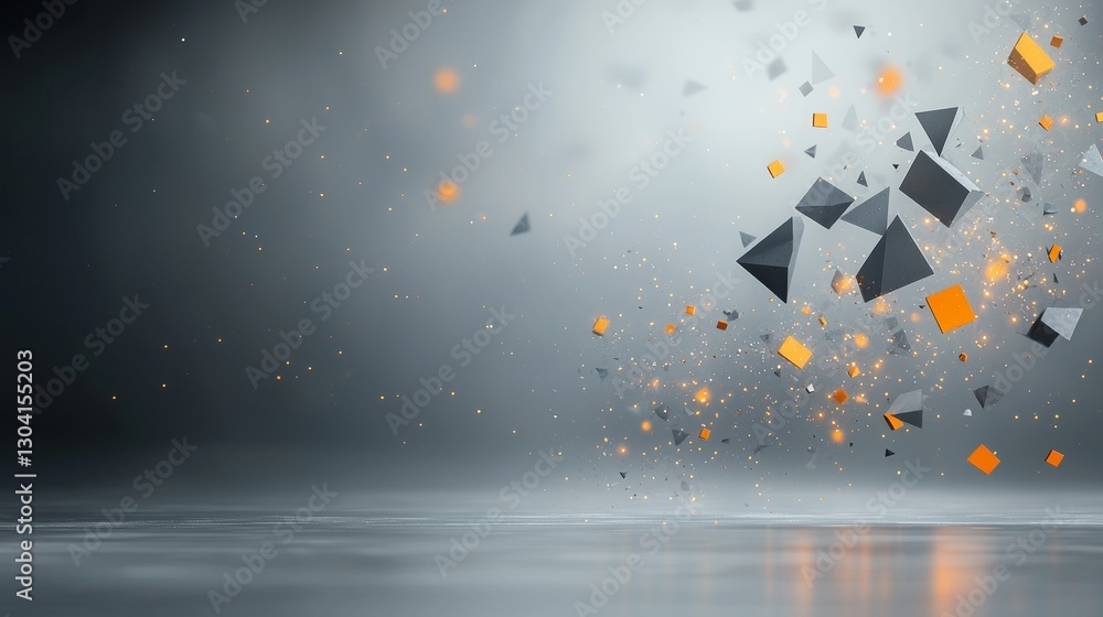 Poster explosive abstract geometry action digital space 3d rendering futuristic environment dynamic perspec