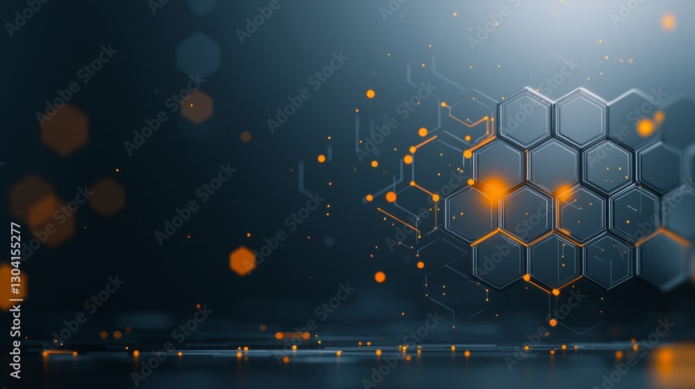 Poster dynamic technology visuals illustrating hexagonal patterns digital environment abstract graphic desi